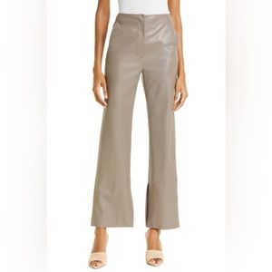 Nanushka Vegan Leather Rhyan Split Hem Crop Flare Pants